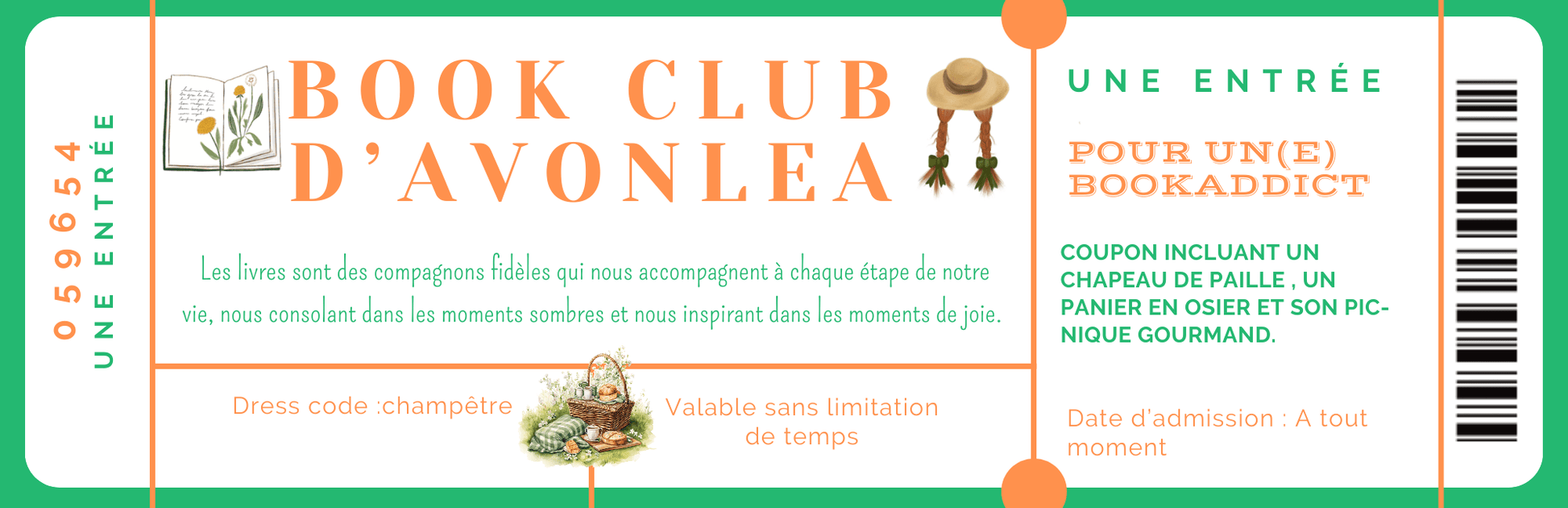 Marque page Ticket d'entrée Book Club d’Avonlea - La Papet' Littéraire