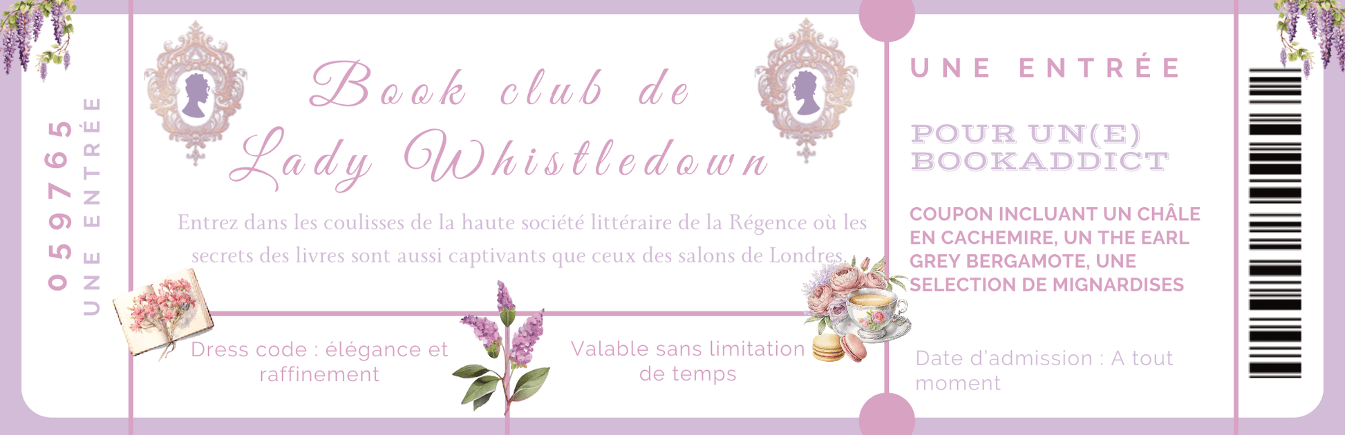 Marque page Ticket d'entrée Book Club de Lady Whistledown - La Papet' Littéraire