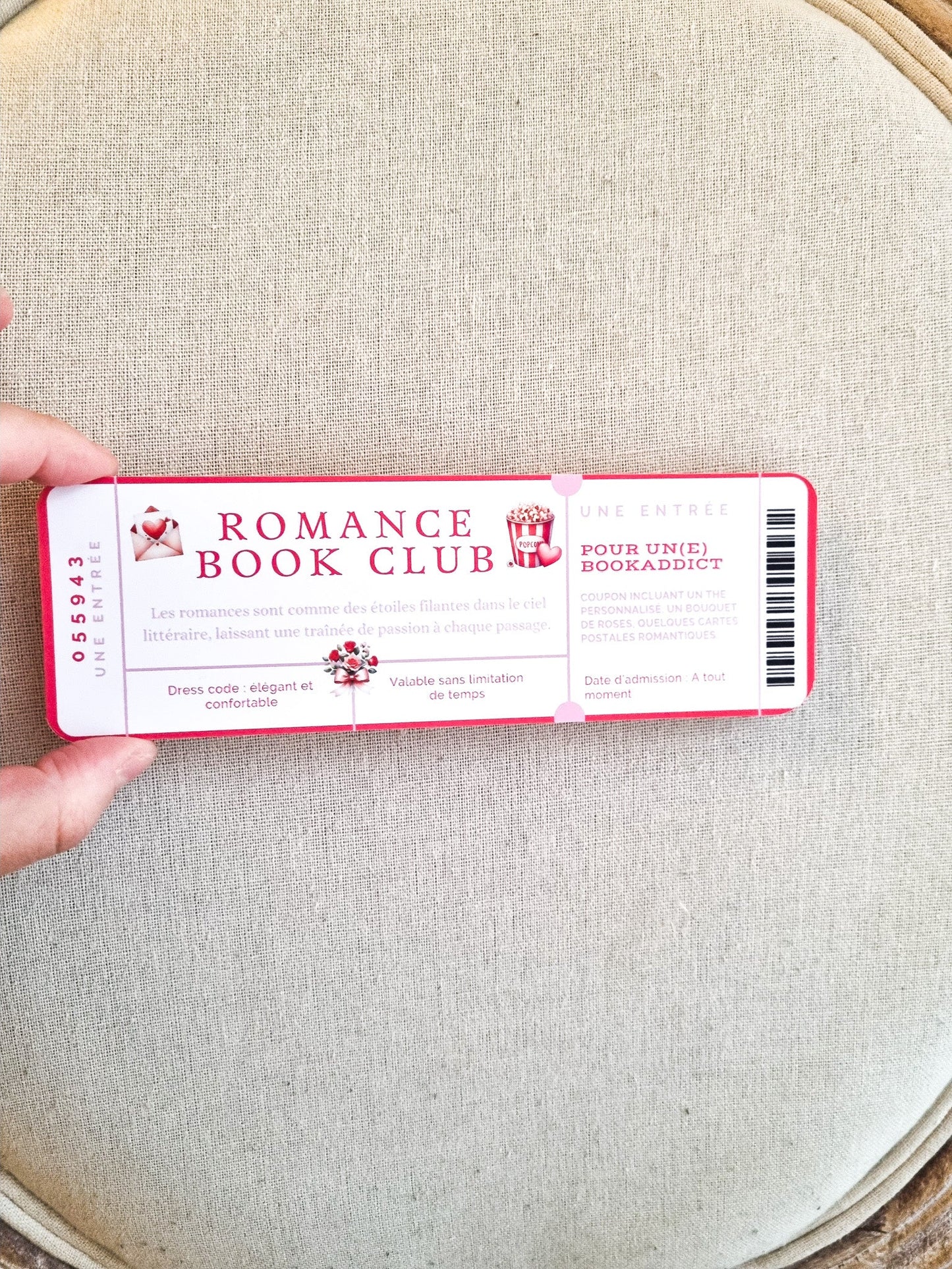 Marque page Ticket d'entrée Romance Book Club - La Papet' Littéraire