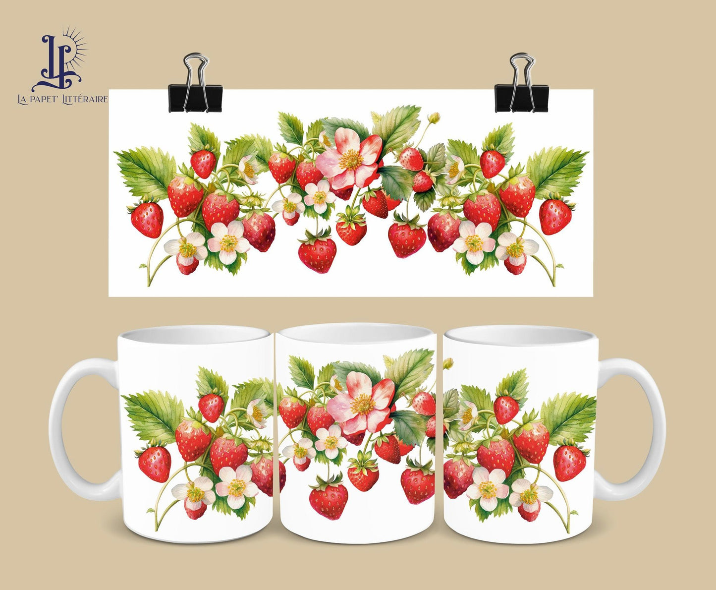 Mug Fraises - La Papet' Littéraire